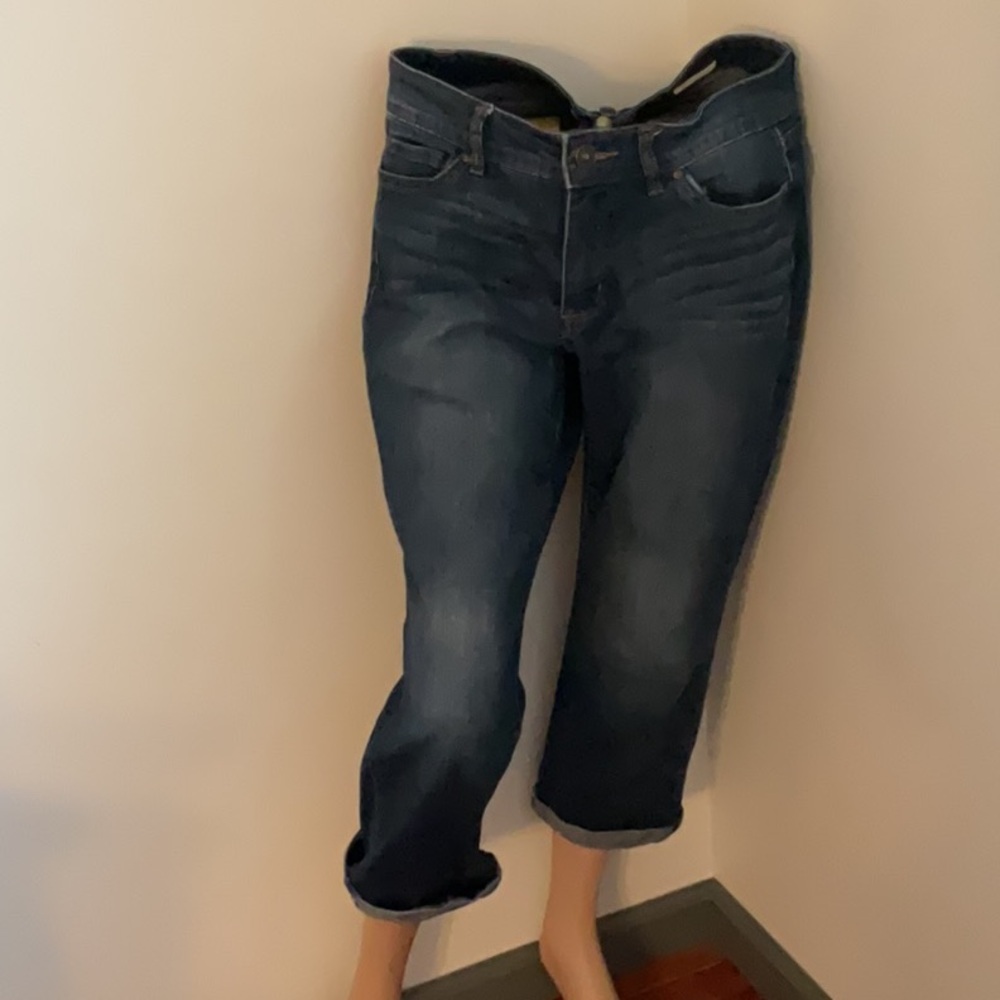 Vintage America Blues Boho Roll-Cuff Crop Jeans